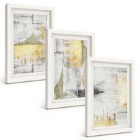 BILDER SET 3er Set - 20x30 cm Weißer Rahmen - Abstrakte modische Malereimuster - Weiß, Kunststoff (20/30cm) - TULUP