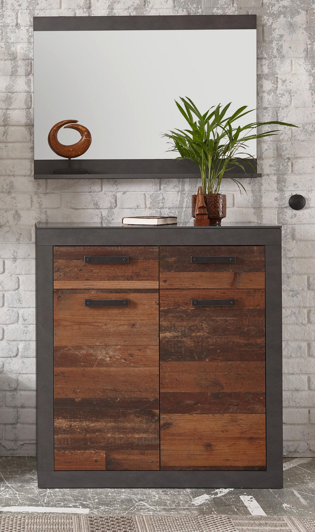 GARDEROBENSPIEGEL Matera grau, Wandspiegel mit Ablage, 92 x 71 cm - Grau, Glas/Holzwerkstoff (92/71/10cm) - Furn.Design