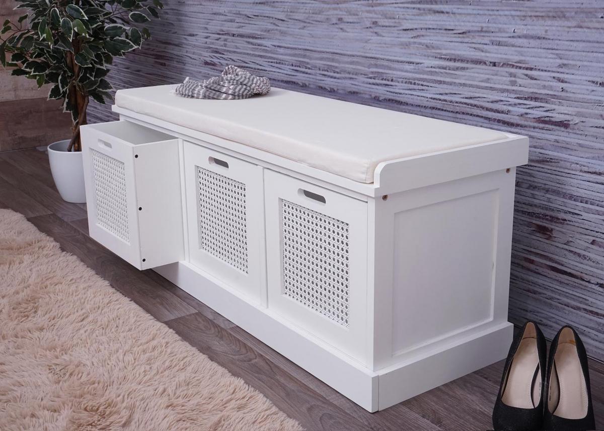 SITZBANK AUFBEWAHRUNGSBOXEN Cremeweiß - Creme/Weiß, Holz (110/47/40cm) - MCW