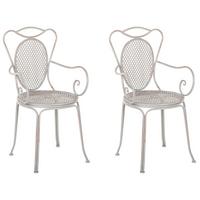 GARTENSTUHL 2er-Set Metall hellgrau Cilento - Hellgrau, Metall (42/94/43cm) - Beliani