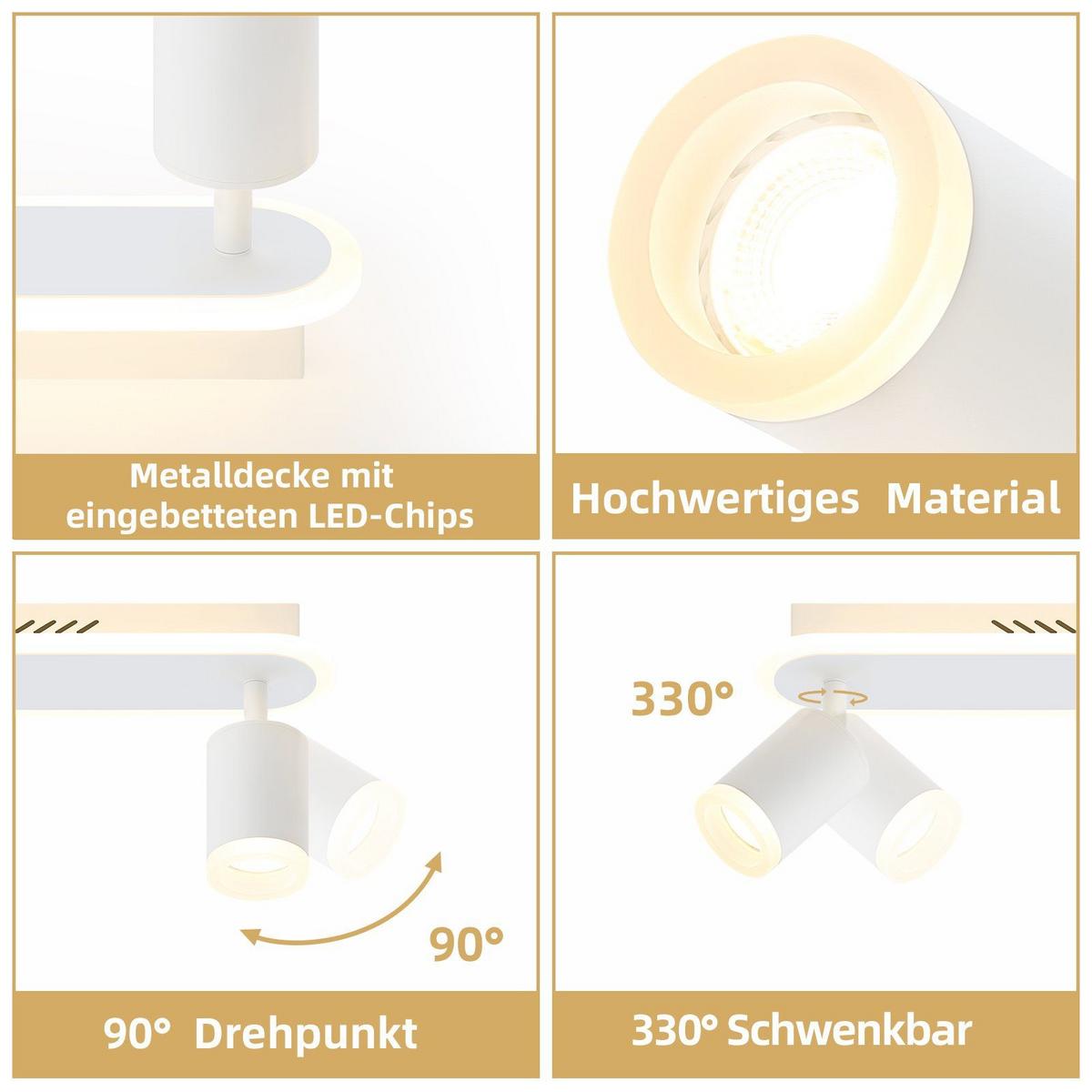 LED-DECKENLEUCHTE Lichtelf 2-flammig 33/6/9 cm - Weiß, Kunststoff (33/6/9cm) - Nettlife