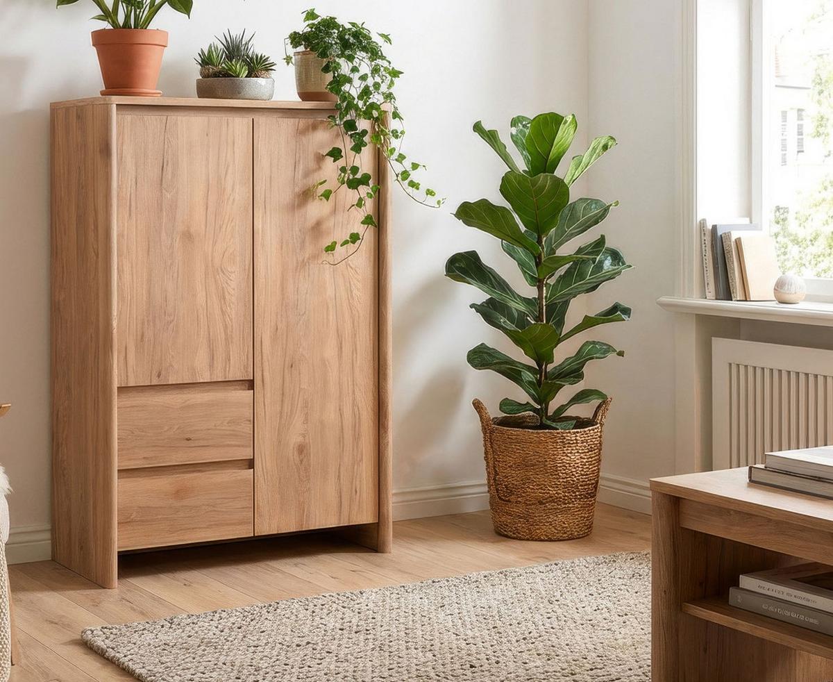 HIGHBOARD Hickory Walnuss 86 x 140 cm, Kommode mit viel Stauraum - Walnussfarben, Holzwerkstoff (86/140/40cm) - Furn.Design