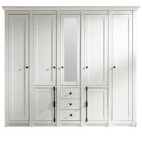 KLEIDERSCHRANK Pinie weiß 236 x 206 cm, Drehtürenkleiderschrank 7-türig - Schwarz/Weiß, Holzwerkstoff/Metall (236/206/64cm) - Furn.Design