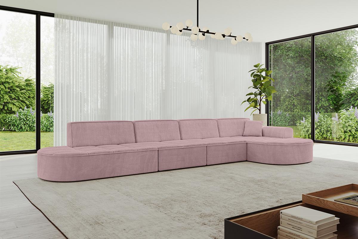 ECKSOFA Ottomane Rechts TARO-L3 - 413x171x79,5 cm Rosa - Rosa, Holzwerkstoff/Textil (413/171cm) - ALTDECOR
