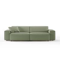 SOFA RANI Grün Cord - Schwarz/Olivgrün, Kunststoff/Textil (256/71/101cm) - KAWOLA