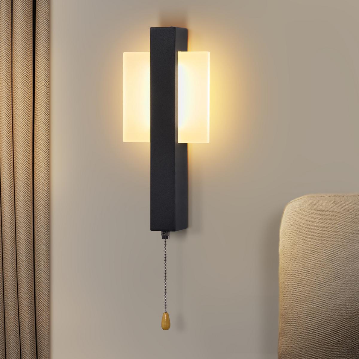 LED-WANDLEUCHTE Glistening 27.5/12/4.5 cm - Schwarz, Metall (12/4.5/27.5cm) - ZMH