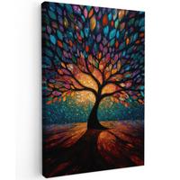 LEINWANDBILD Mosaik - Bunt - Baum - Äste Deko Groß 90x140 cm - Multicolor, Textil (90/140cm) - MuchoWow