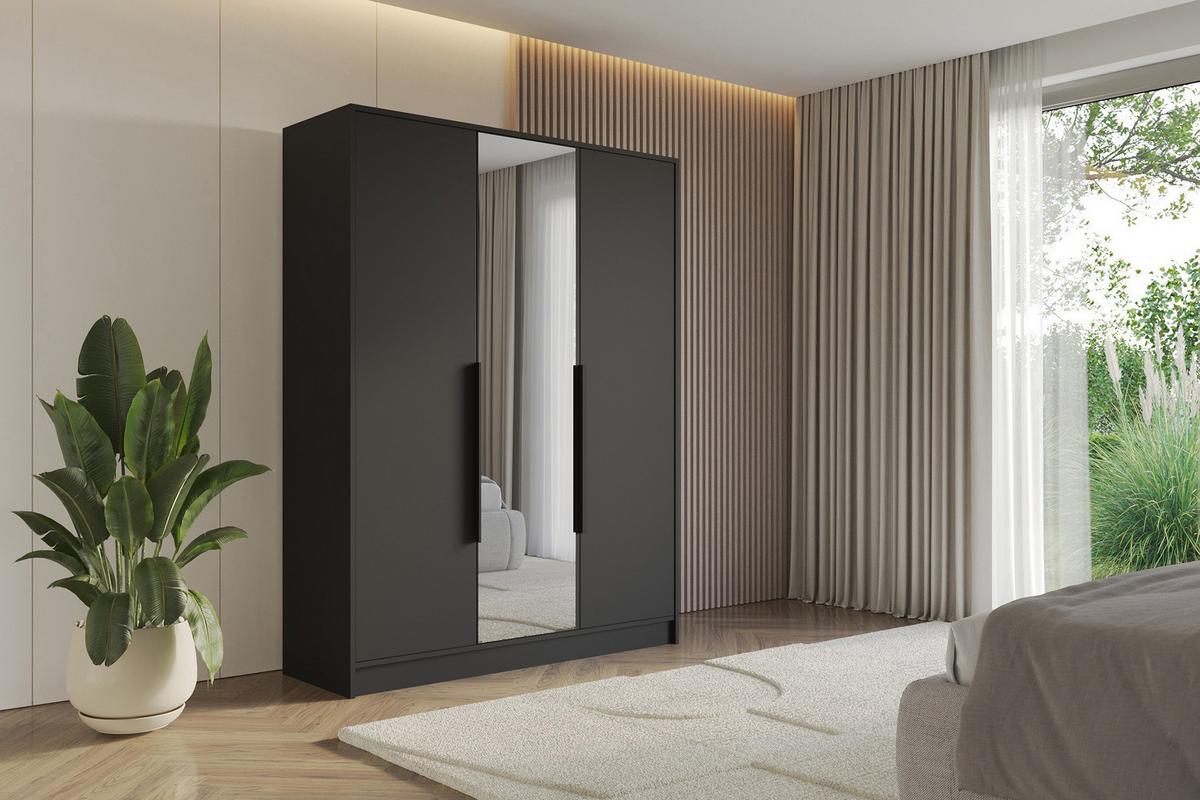 KLEIDERSCHRANK - LESE - 150 - Schwarz - Schwarz Hochglanz/Schwarz, Holzwerkstoff (150/200/51cm) - ALTDECOR