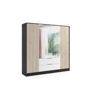 KLEIDERSCHRANK NERA - 200 cm - Schwarz|Weiß|Eiche Artisan - Schwarz/Weiß, Holzwerkstoff (200/200/51cm) - ALTDECOR
