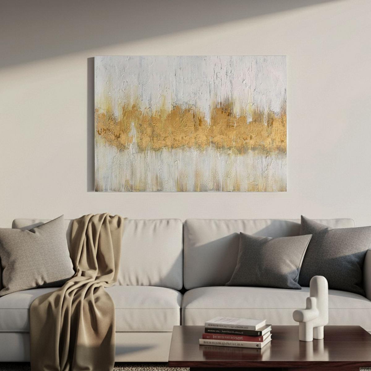 ACRYLBILD HANDGEMALT 90/60 cm - Weiß, Holz/Textil (90/60cm) - KUNSTLOFT