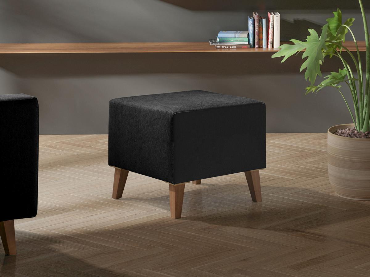 POLSTERHOCKER Oviedo - Schwarz, Holz/Kunststoff (51/45/51cm) - MIRJAN24