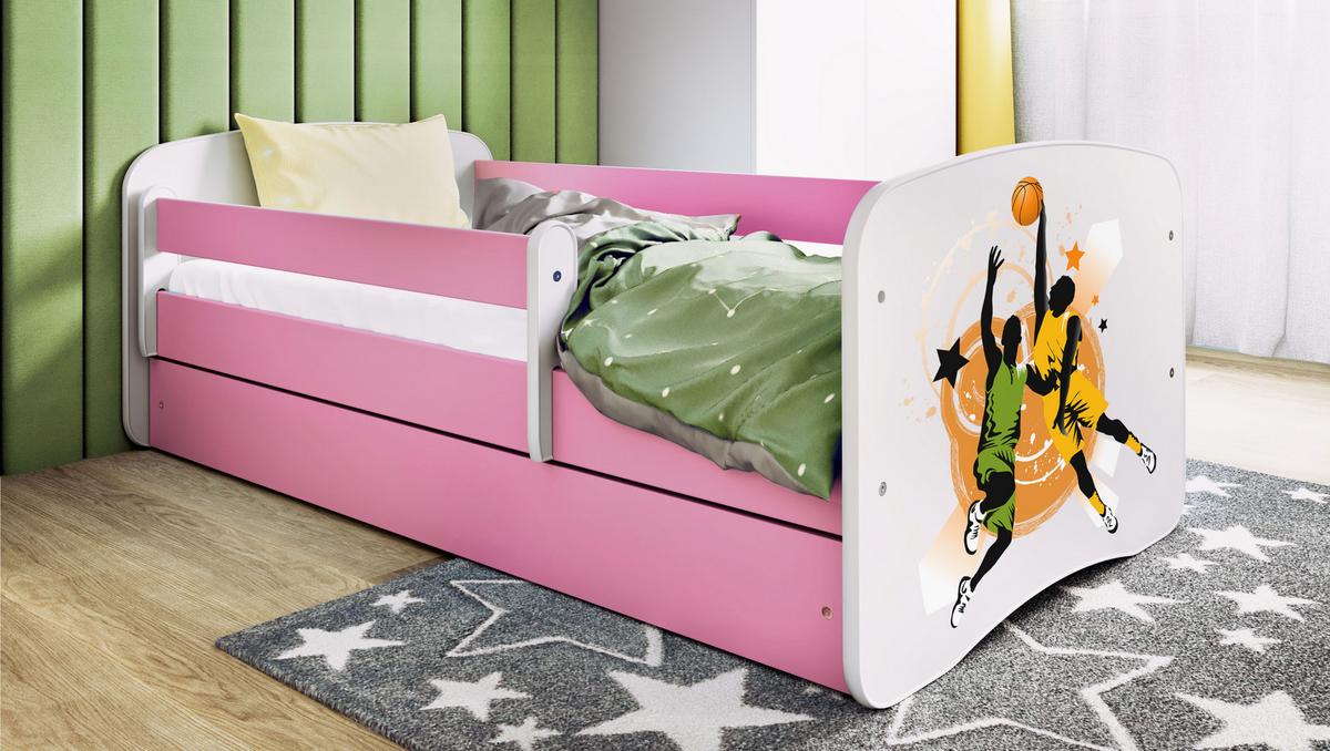 KINDERBETT Basketball mit Schublade und Matratze 140/70 - Rosa, Holzwerkstoff (70/140cm) - RAUMHIRSCH FURNITURE