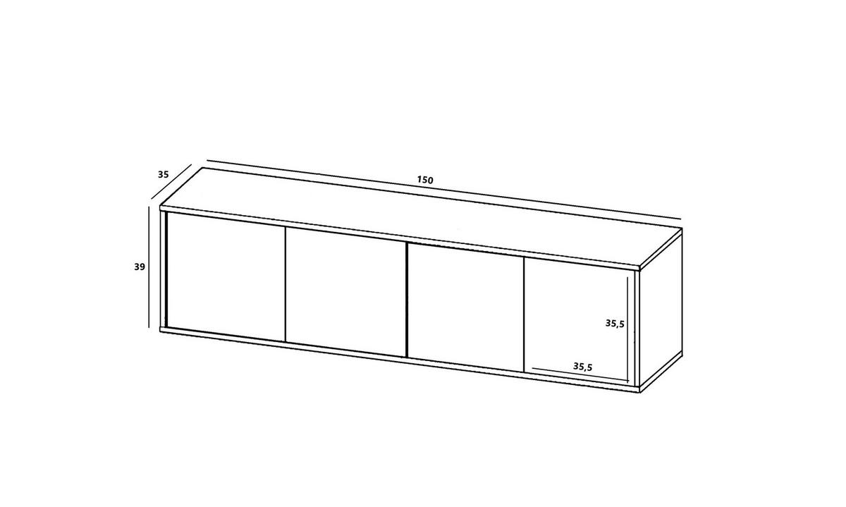 TV-SCHRANK Apollo2 Eiche wotan Graphit Matt 150 cm - Graphitfarben, Holzwerkstoff (150/39/35cm) - Meble Lindner