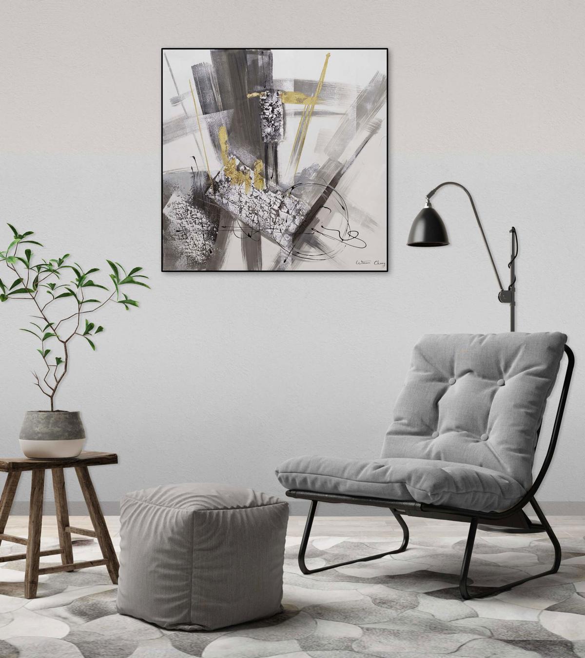 ACRYLBILD HANDGEMALT 60/60 cm - Grau, Holz/Textil (60/60cm) - KUNSTLOFT