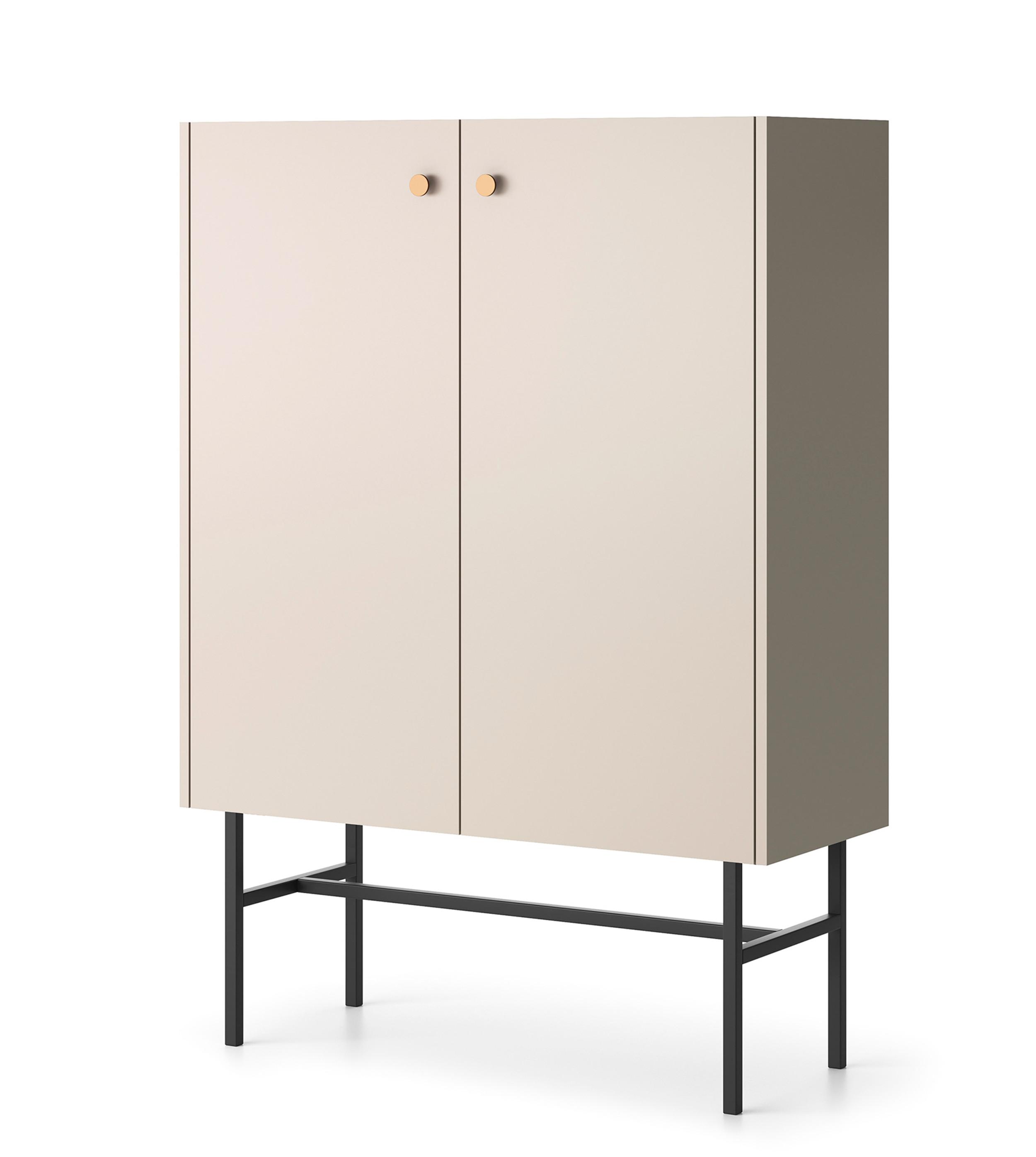 HIGHBOARD Dinley 2T Beige 93,2/131,7/39 cm – mit schwarzen Beinen im minimalistischen Design - Beige/Schwarz, Holzwerkstoff/Metall (93.2/131.7/39cm) - AX Living