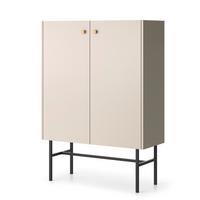 HIGHBOARD Dinley 2T Beige 93,2/131,7/39 cm – mit schwarzen Beinen im minimalistischen Design - Beige/Schwarz, Holzwerkstoff/Metall (93.2/131.7/39cm) - AX Living