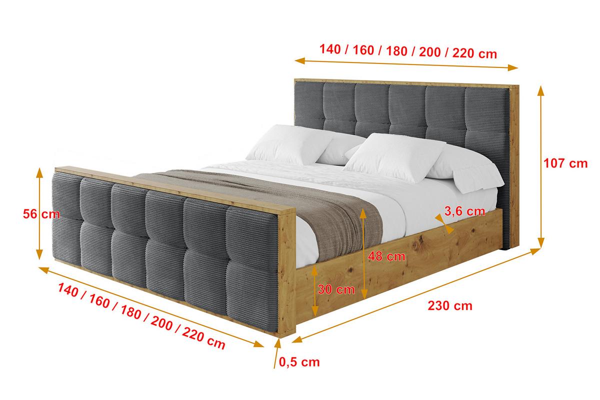 POLSTERBETT mit Bettkasten, Fußteil und Lattenrost, Boxbett ohne Matratze - ENZO7-Z 160x200 - Graphitfarben, Holzwerkstoff/Textil (160/200cm) - ALTDECOR