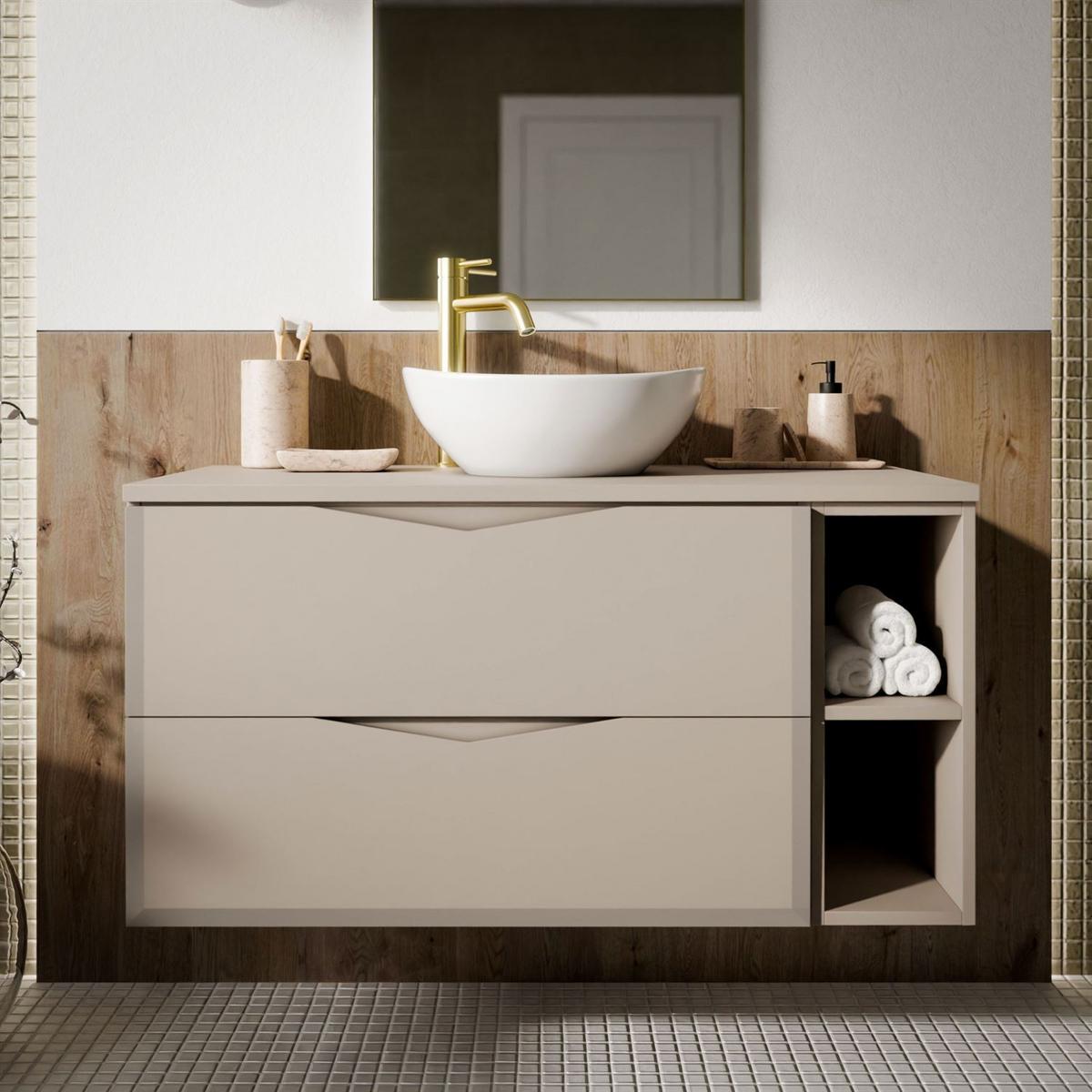 BADEZIMMERSET MIRA mit Regal II 80 cm - Kaschmir, Holzwerkstoff (80/50/46cm) - Lookway