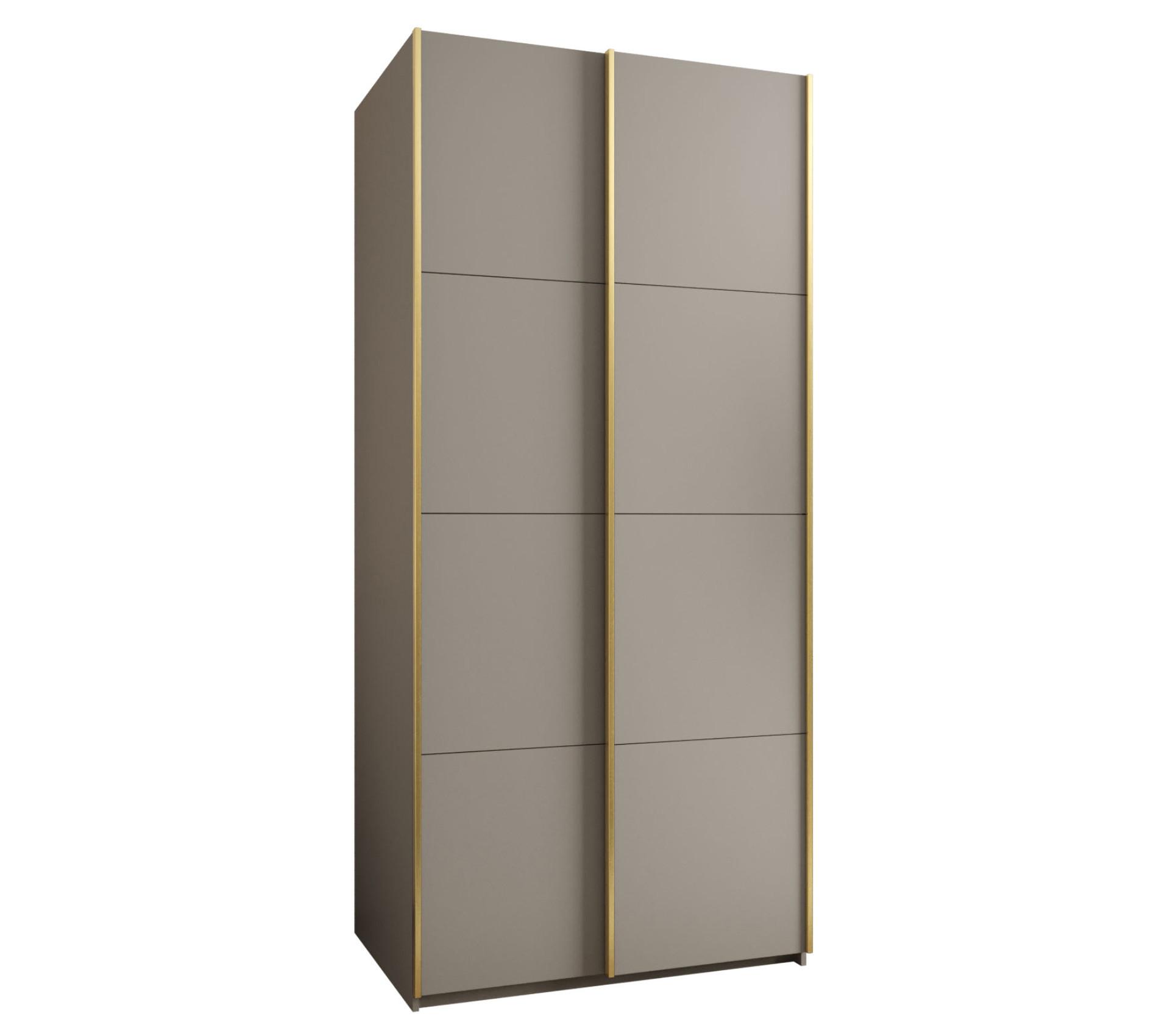 SCHWEBETÜRENSCHRANK 245,5/100/64 2-türig - Kaschmir/Goldfarben, Holz/Metall (100/245/64cm) - Abiks Möbel