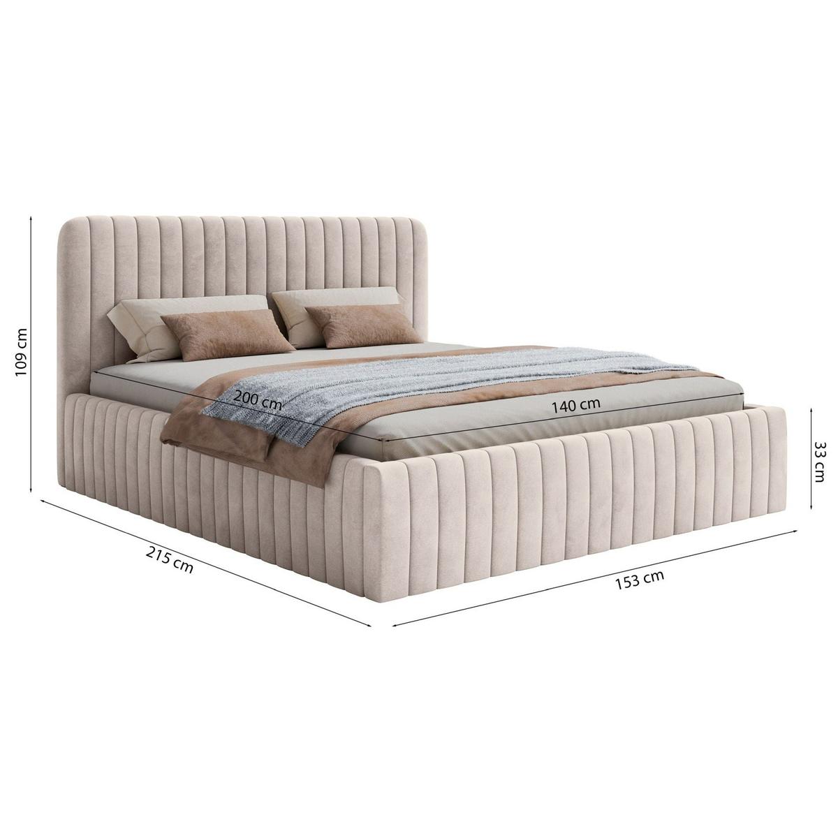 POLSTERBETT Saliano Grau-Beige 140x200 cm - Taupe, Holz/Textil (140/200cm) - Selsey