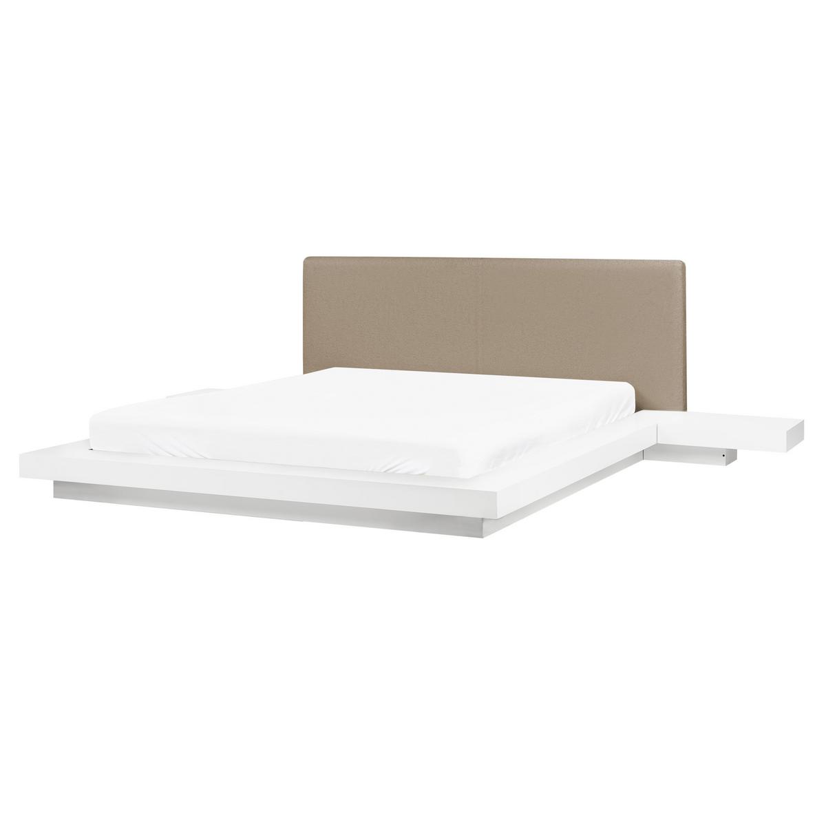 BETT mit LED 160/200 cm MDF-Platte Taupe Zen - Taupe, Holzwerkstoff (160/200cm) - Beliani