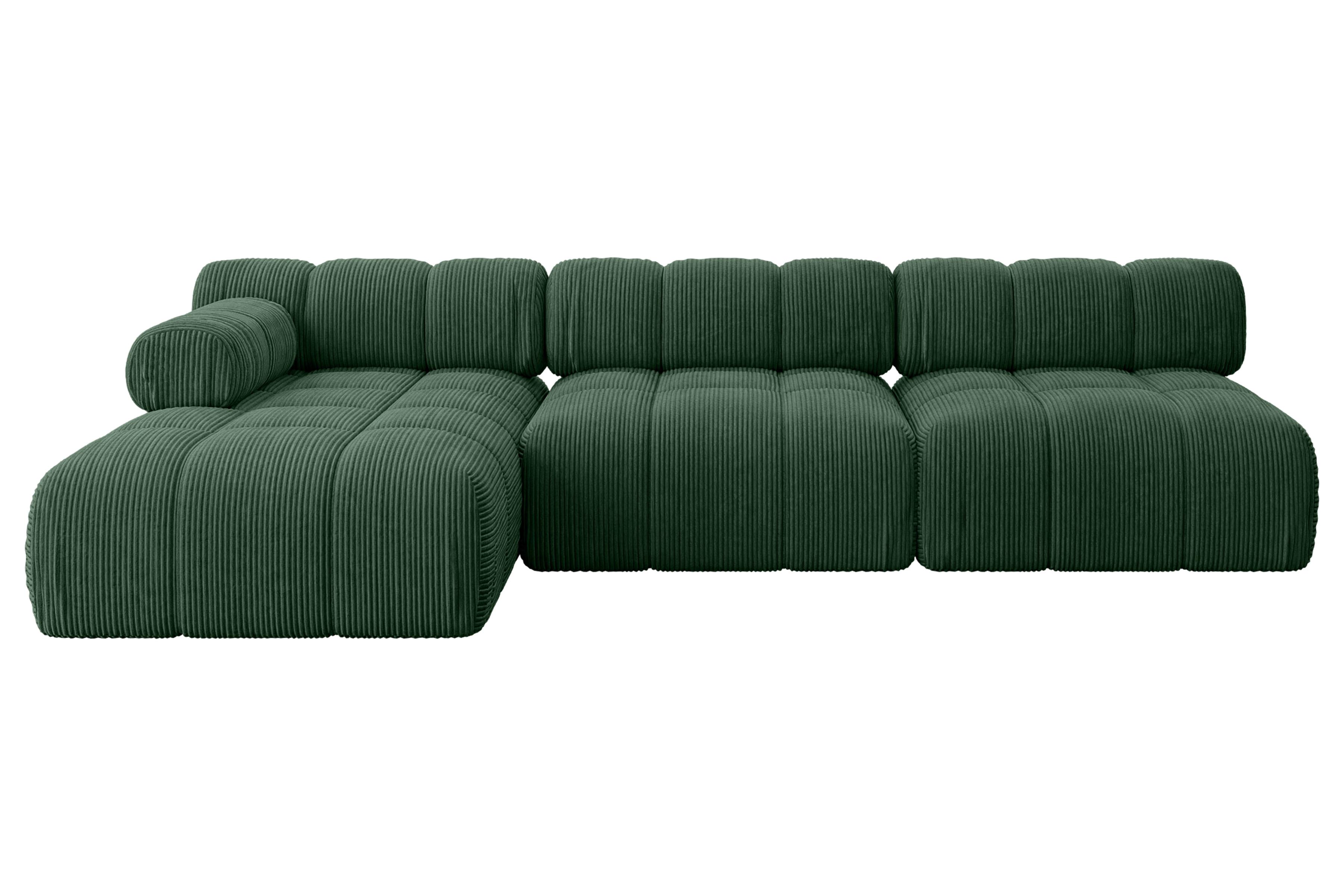 ECKSOFA modulares Sofa Razon-L2 - 285x160x70 cm Grün Cord - Grün, Holzwerkstoff/Textil (285/160cm) - ALTDECOR