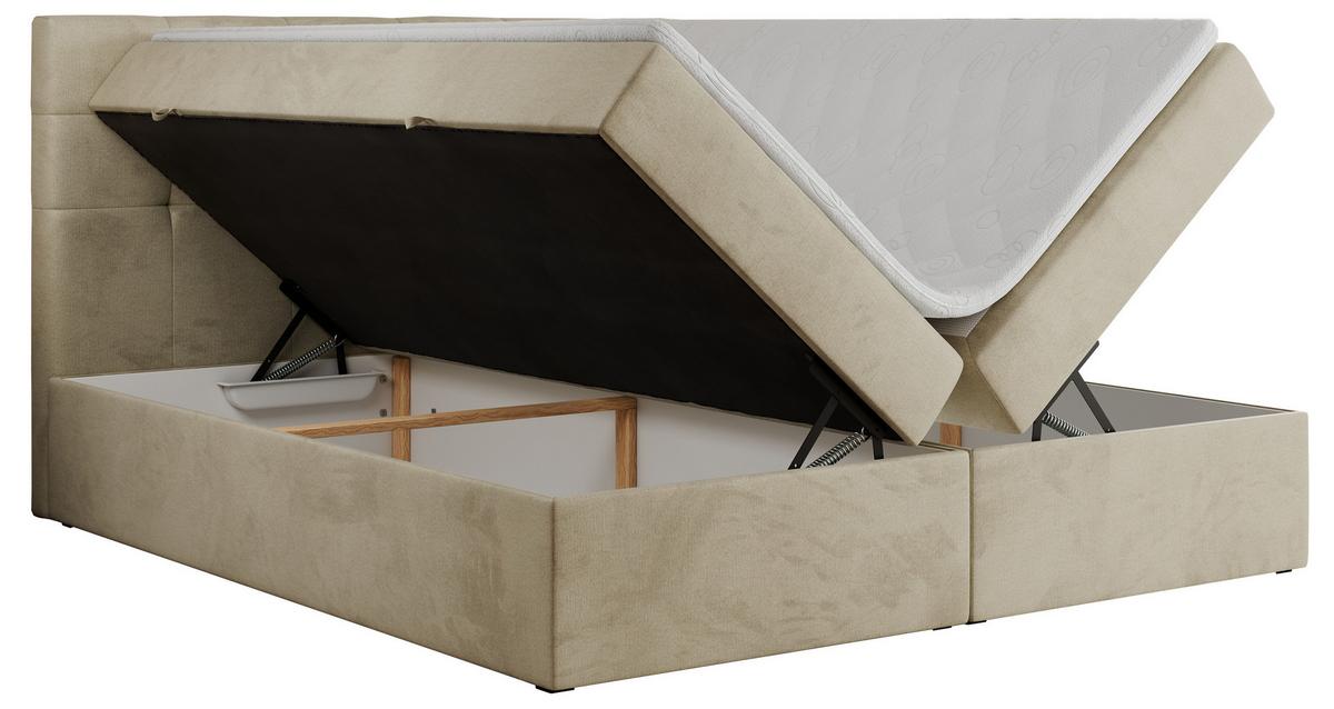 BOXBETT CENTO 200/200 Beige Velvet - H3 - Beige, Holz/Textil (200/200cm) - MKS