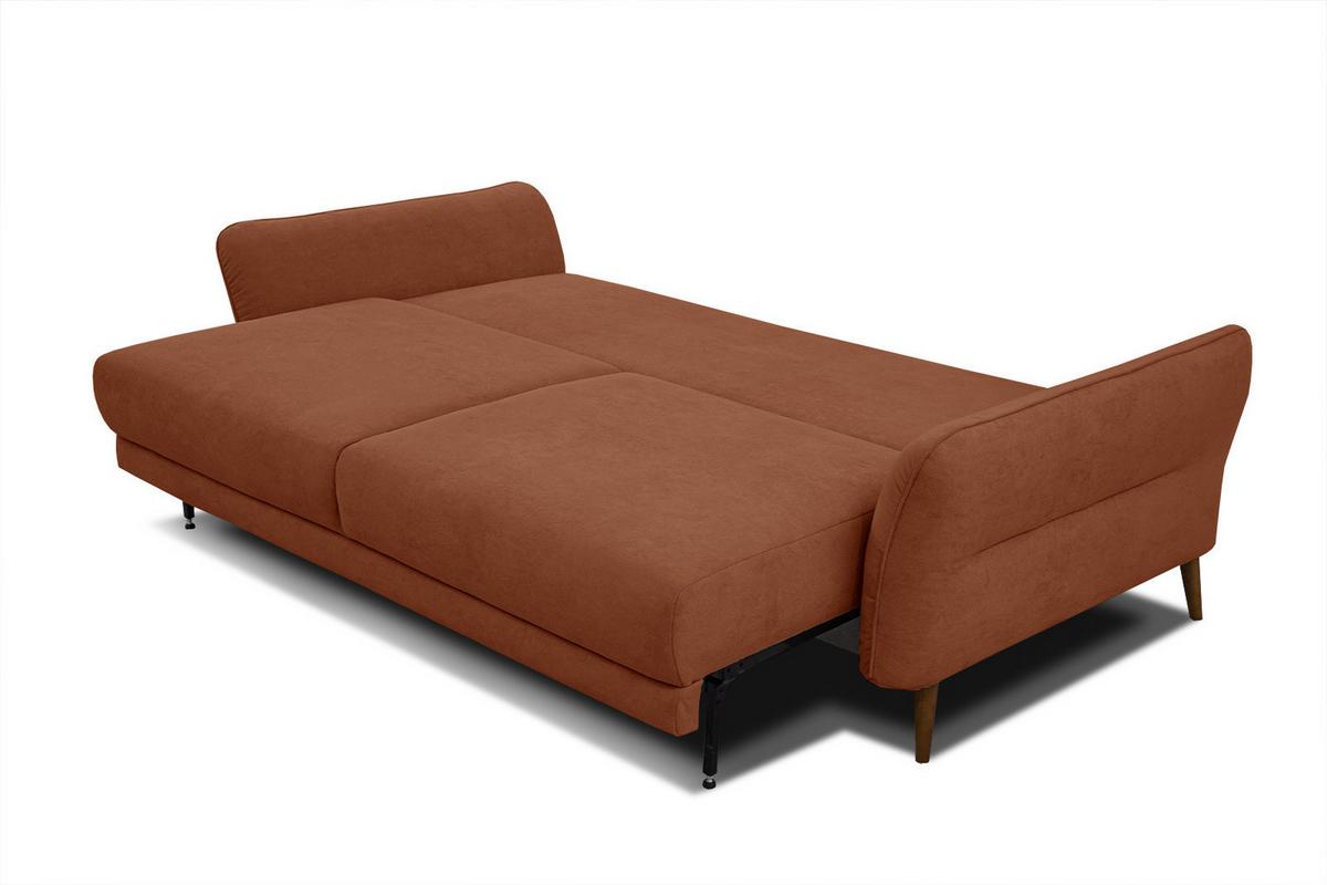 SOFA FIGARI 3-Sitzer mit Schlaffunktion, dunkelorange - Dunkelorange/Braun, Holz/Textil (232/90/107cm) - Wozimo