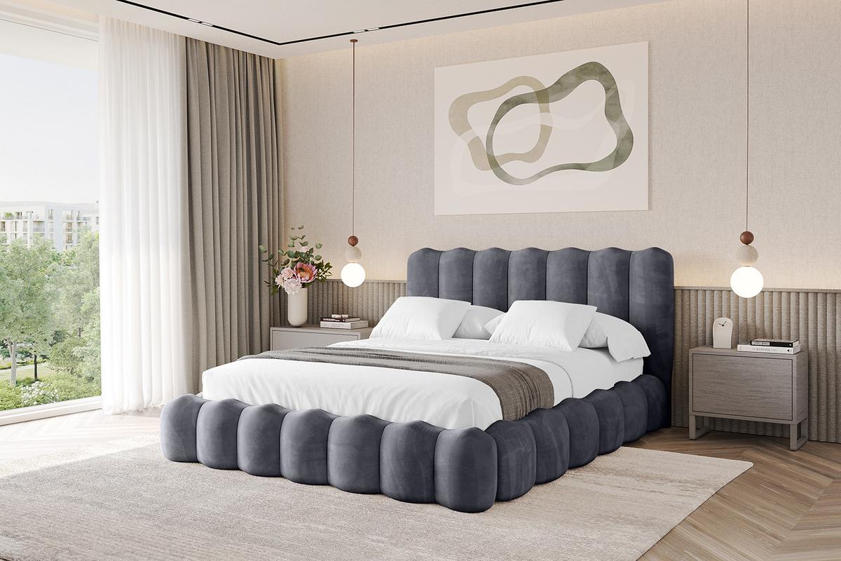 POLSTERBETT mit Bettkasten und Lattenrost, Boxbett ohne Matratze - SORA 180x200 Dunkelgrau - Dunkelgrau, Holzwerkstoff/Textil (180/200cm) - ALTDECOR