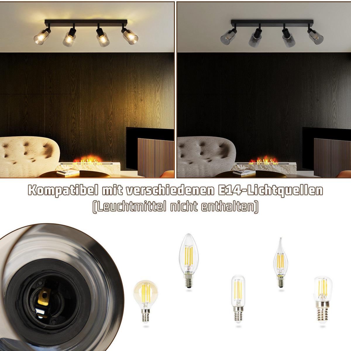 DECKENSTRAHLER Erickson 56/19/15 cm - Schwarz, Metall (56/19/15cm) - Nettlife