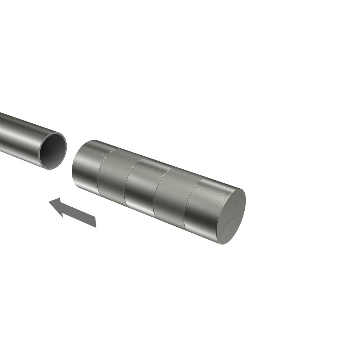 ENDSTÜCKE FÜR GARDINENSTANGEN 20 mm Ø, Mavell Edelstahl-Optik/Satin-Silber, Packung 2 Stück - Edelstahlfarben/Silberfarben, Metall (8.2/2.6/2.6cm) - INTERDECO