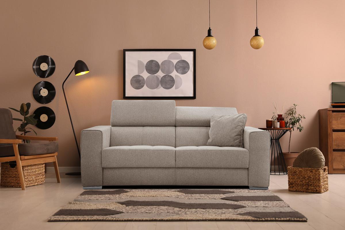 SOFA QUARTZ 3-Sitzer, taupe - Taupe, Holzwerkstoff/Textil (202/80/102cm) - Wozimo