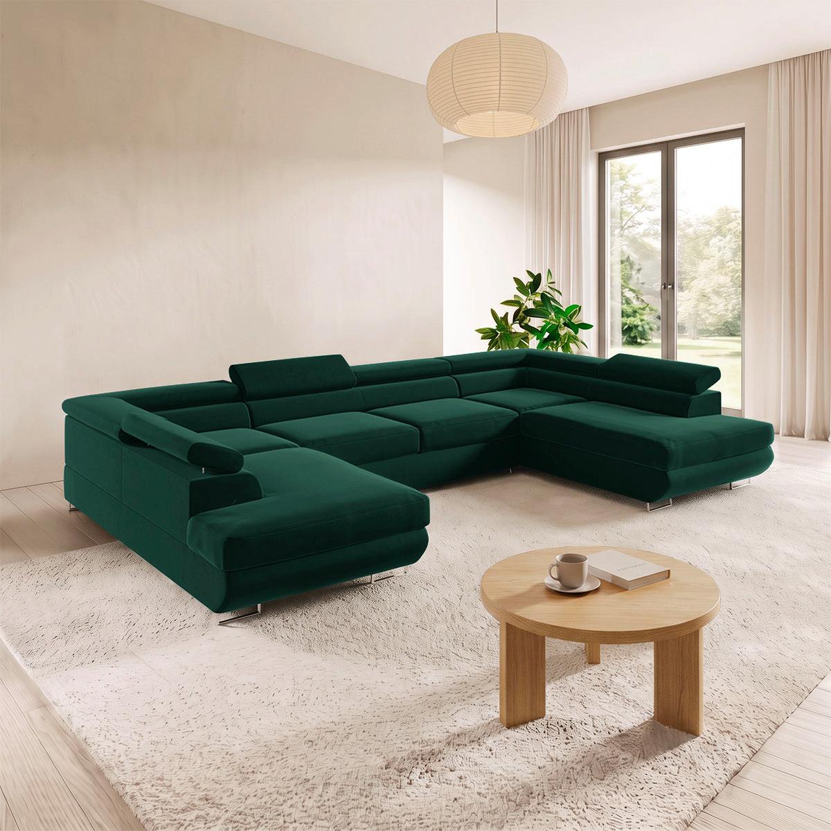 PANORAMASOFA Lyam 5 Sitzplätze Tannengrün - Grün, Textil (335/72/201cm) - Petits-meubles