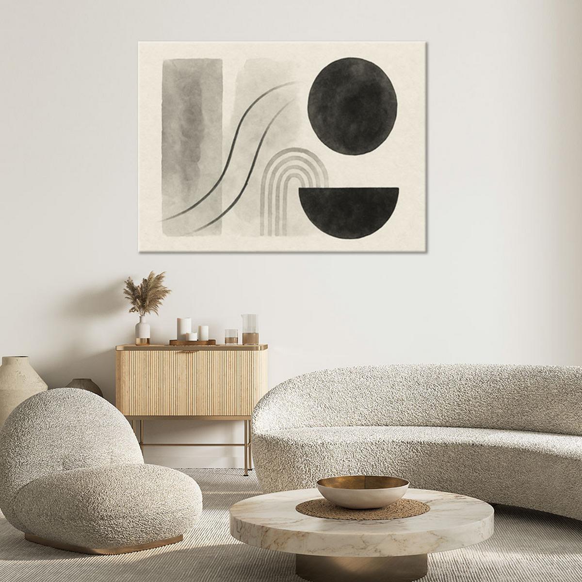 LEINWANDBILD Geometrie Abstraktion Aquarell Beige 100x70cm - Grau, Textil (100/70cm) - Feeby