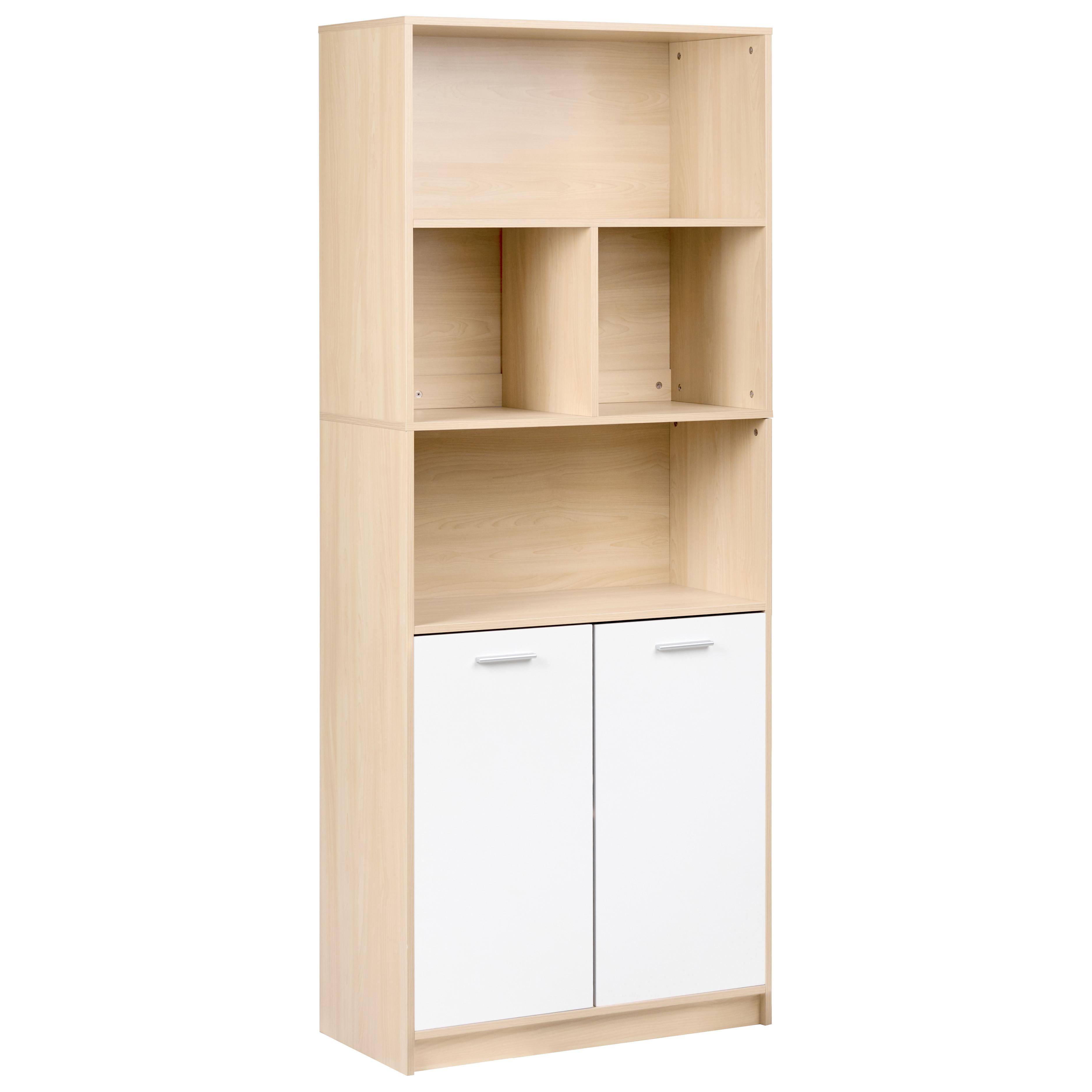 BÜCHERREGAL mit 2 Türen Hellbraun/Weiß Zehna - Hellbraun, Holzwerkstoff (80/197/40cm) - Beliani