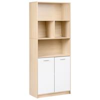 BÜCHERREGAL mit 2 Türen Hellbraun/Weiß Zehna - Hellbraun, Holzwerkstoff (80/197/40cm) - Beliani