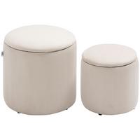 SITZHOCKER 2er-Set mit Stauraum Cremeweiß 40 x 40 x 41 cm - Weiß, Kunststoff (40/41/40cm) - HOMCOM