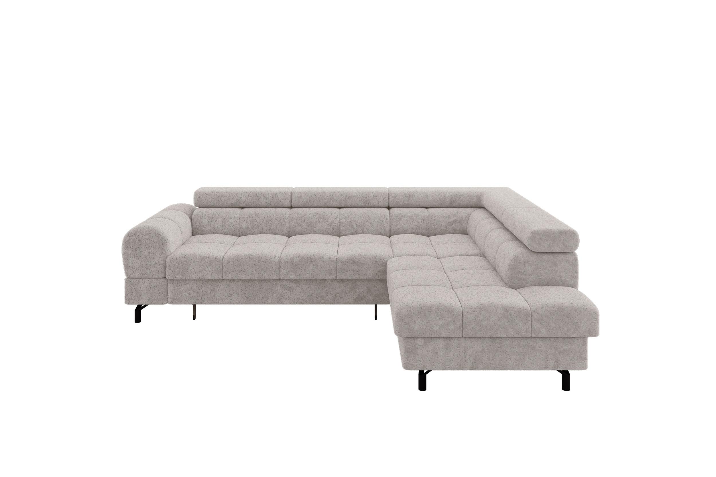 ECKSOFA mit Schlaffunktion Ottomane Rechts LUMA-L 272x203x70 Hellgrau Velours - Hellgrau/Schwarz, Holzwerkstoff/Kunststoff (203/272cm) - ALTDECOR