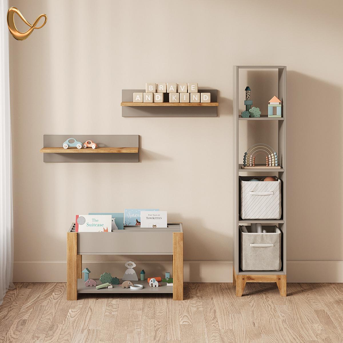 KINDERREGAL Mailo Cashmere/Artisan 35.2 x 159.5 cm - Kaschmir/Eiche Artisan, Holzwerkstoff (35.2/159.5/30cm) - Livinity®