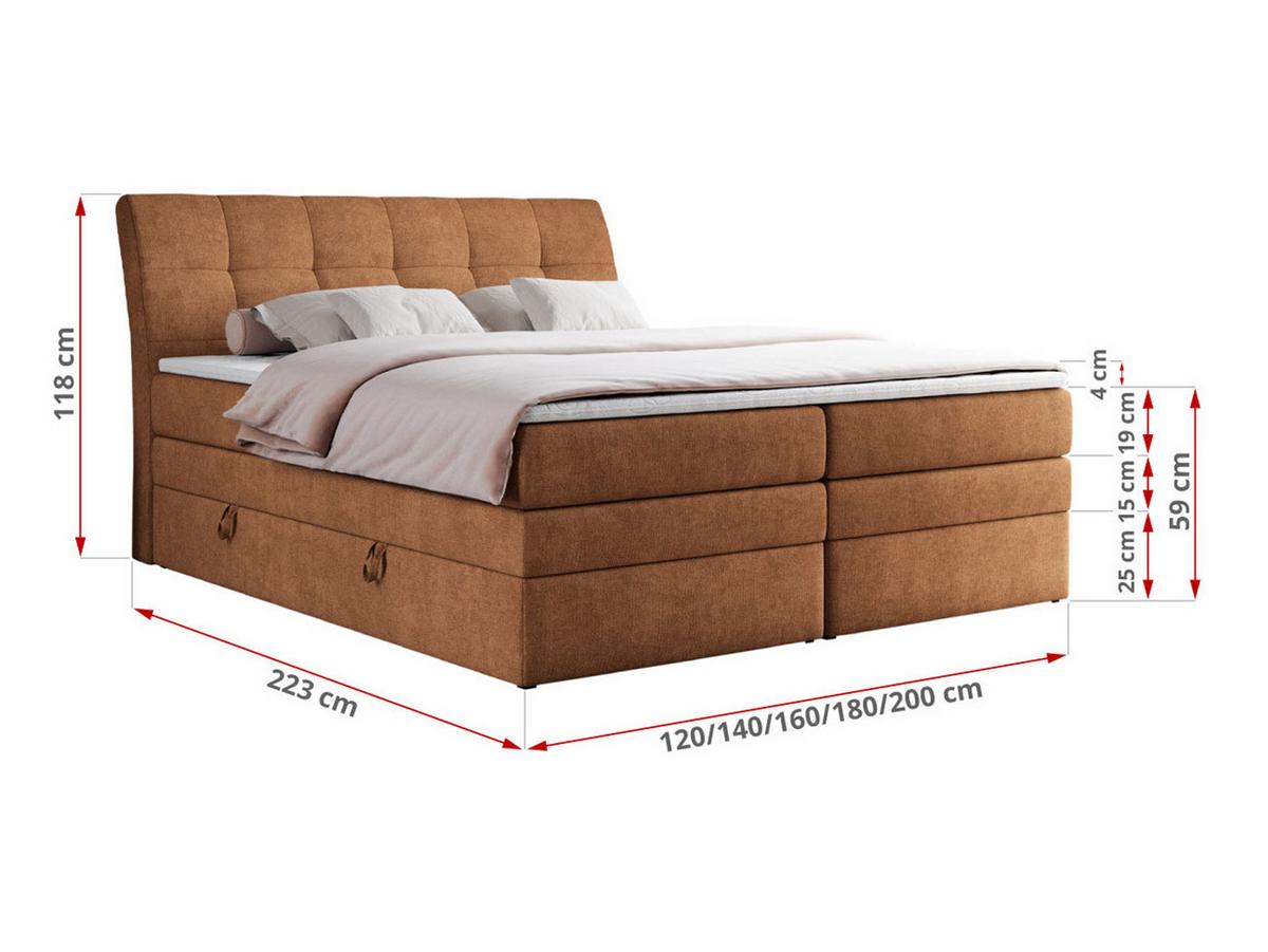 BOXSPRINGBETT GOLD-10 KING 160/200 Orange Struktur - H3 - Orange, Holz/Textil (160/200cm) - MKS