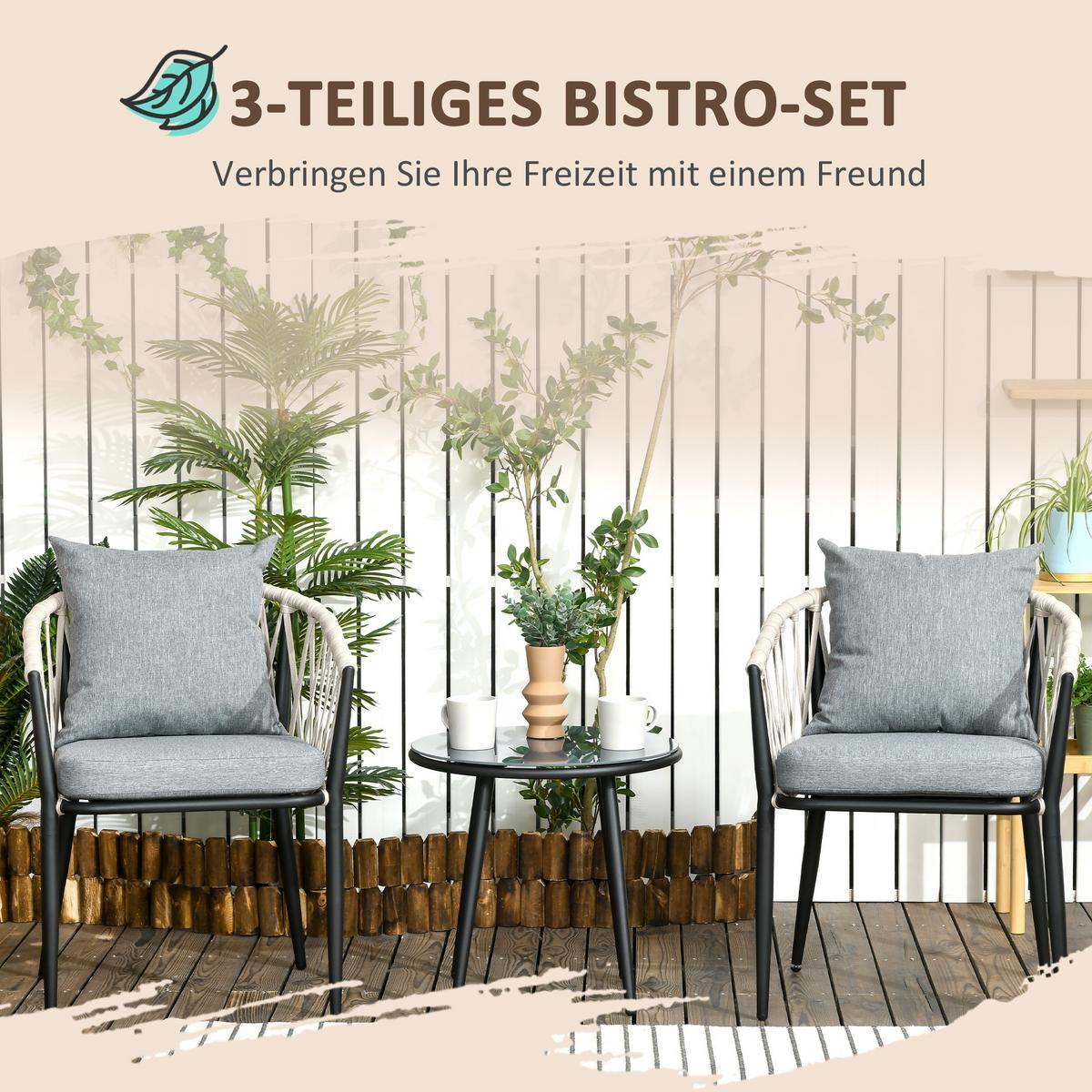 GARTENMÖBEL Set, Stahl, Grau - Grau, Metall - Outsunny