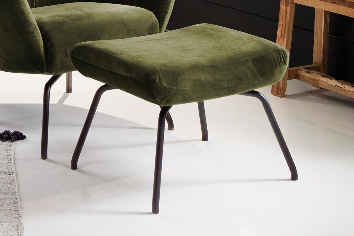 HOCKER LOTTE Grün Velvet - Olivgrün, Textil/Metall (57/44/52cm) - KAWOLA