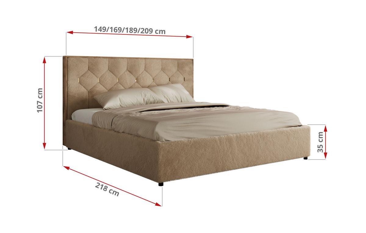 POLSTERBETT LARINO CLASSIC 200/200 - Beige Plüsch - Multipocket-Matratze - Beige, Textil (200/200cm) - MKS