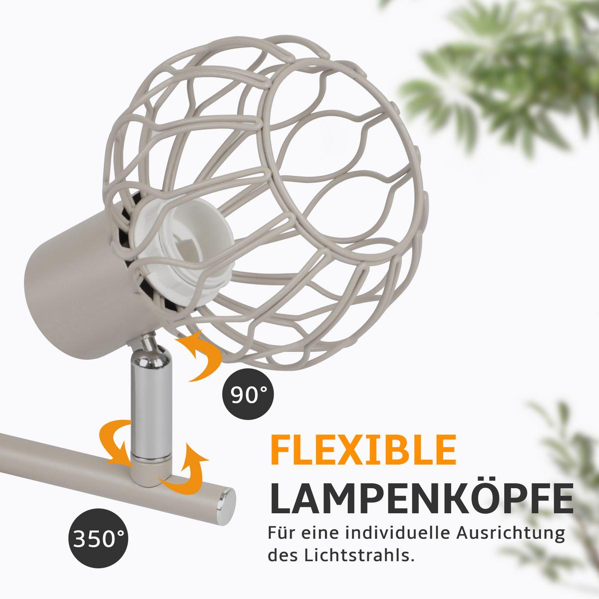DECKENSTRAHLER Jyxvin 41/10/18 cm - Grau, Metall (41/10/18cm) - ZMH