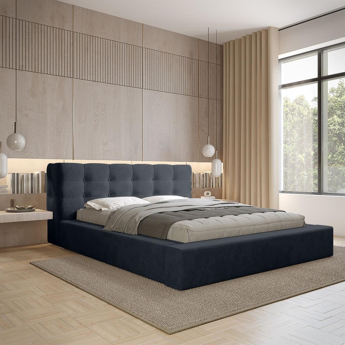 POLSTERBETT Antonio Stoff Ditra - Blau, Holzwerkstoff/Textil (160/200cm) - Fun Möbel
