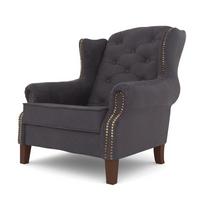 CHESTERFIELD-SESSEL Anton Dunkelgrau Microfaser Vintageoptik - Dunkelgrau/Braun, Holz/Textil (102/102/93cm) - S-Style Möbel