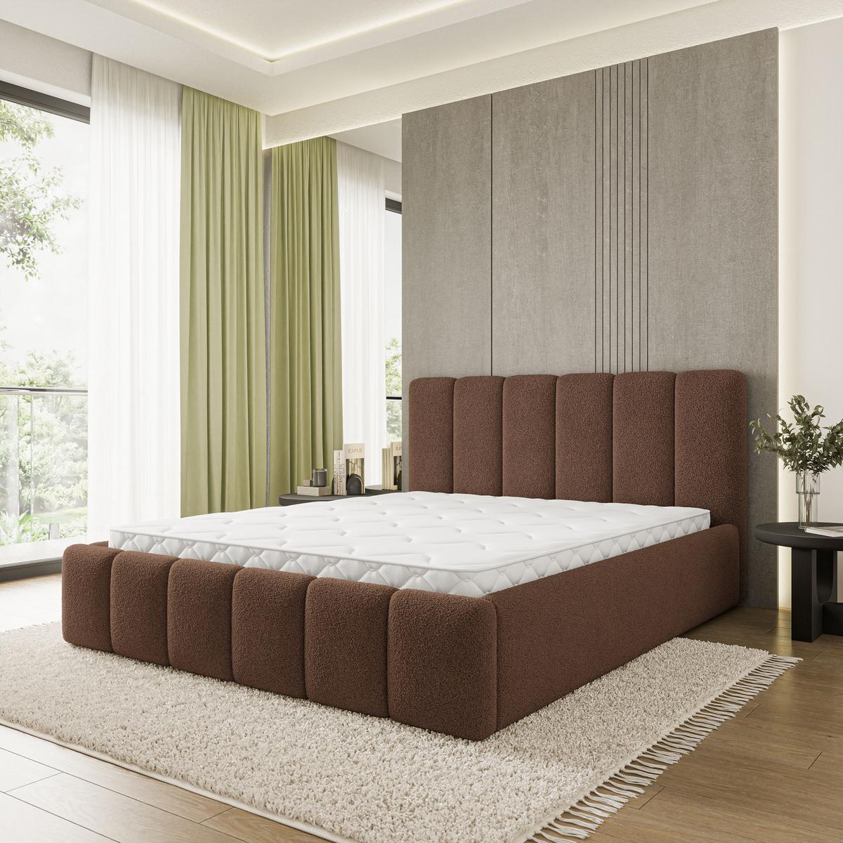 POLSTERBETT ATTORA Q 140x200 cm mit Bettkästen - Braun - Braun, Holz (140/200cm) - MASSENO