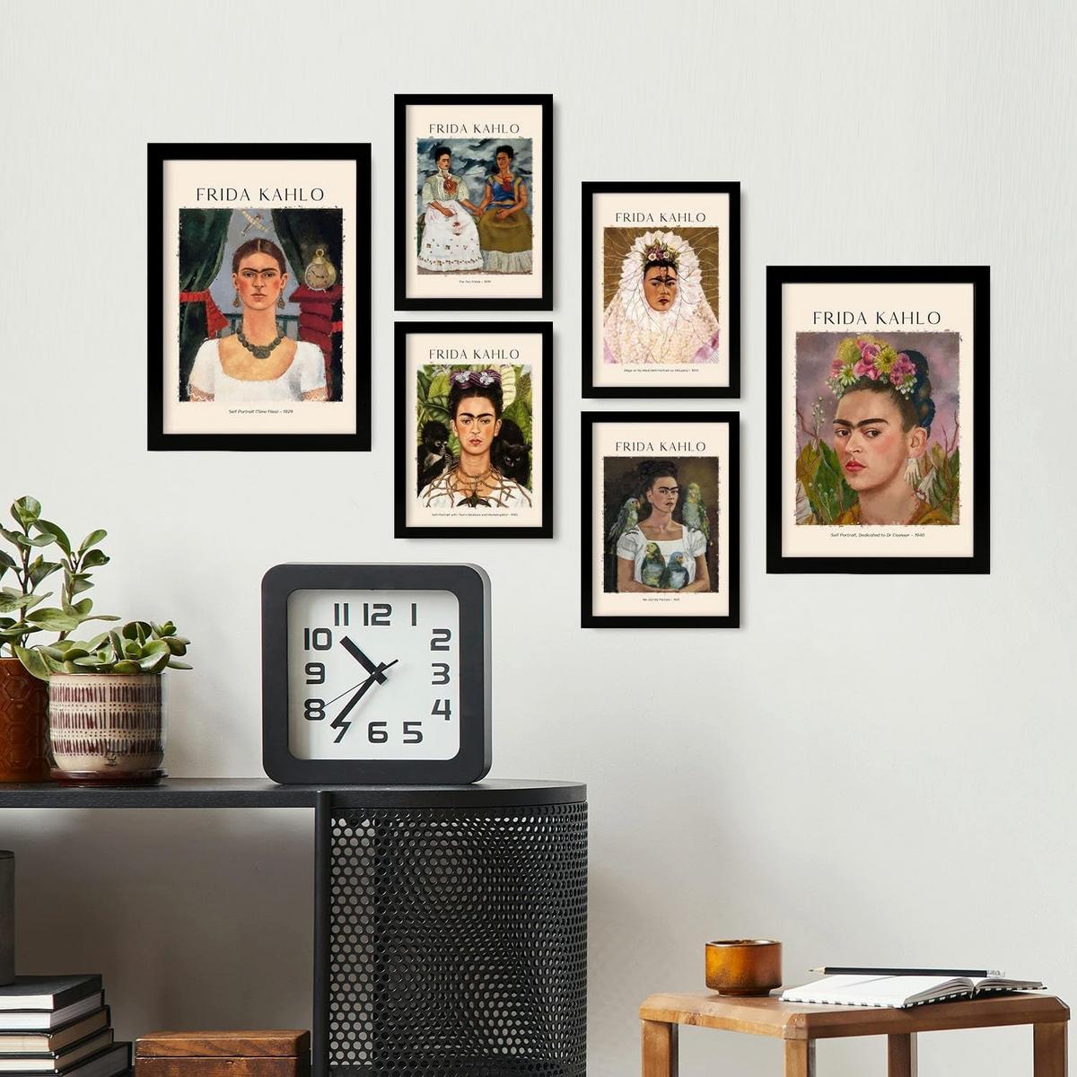 POSTER Set Mit 6 Frida Kahlo Posterblatt Malergalerie Dekorative Gemälde Für Ihr Wohnzimmer, Schlafzimmer, Zuhause Wandkunstdrucke A3 & A4 Rahmenlos - Klar, Papier (29/3cm) - Nacnic
