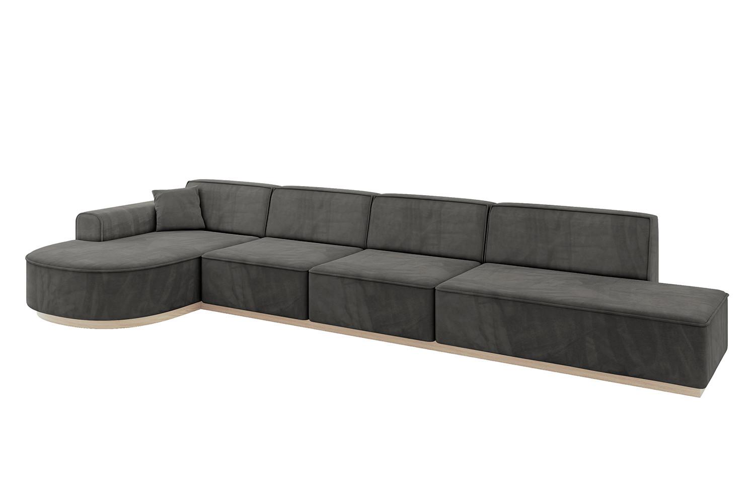 ECKSOFA Ottomane Links ARRIO-L3 - 413x171x83 cm Dunkelgrau - Dunkelgrau, Holzwerkstoff/Textil (413/171cm) - ALTDECOR