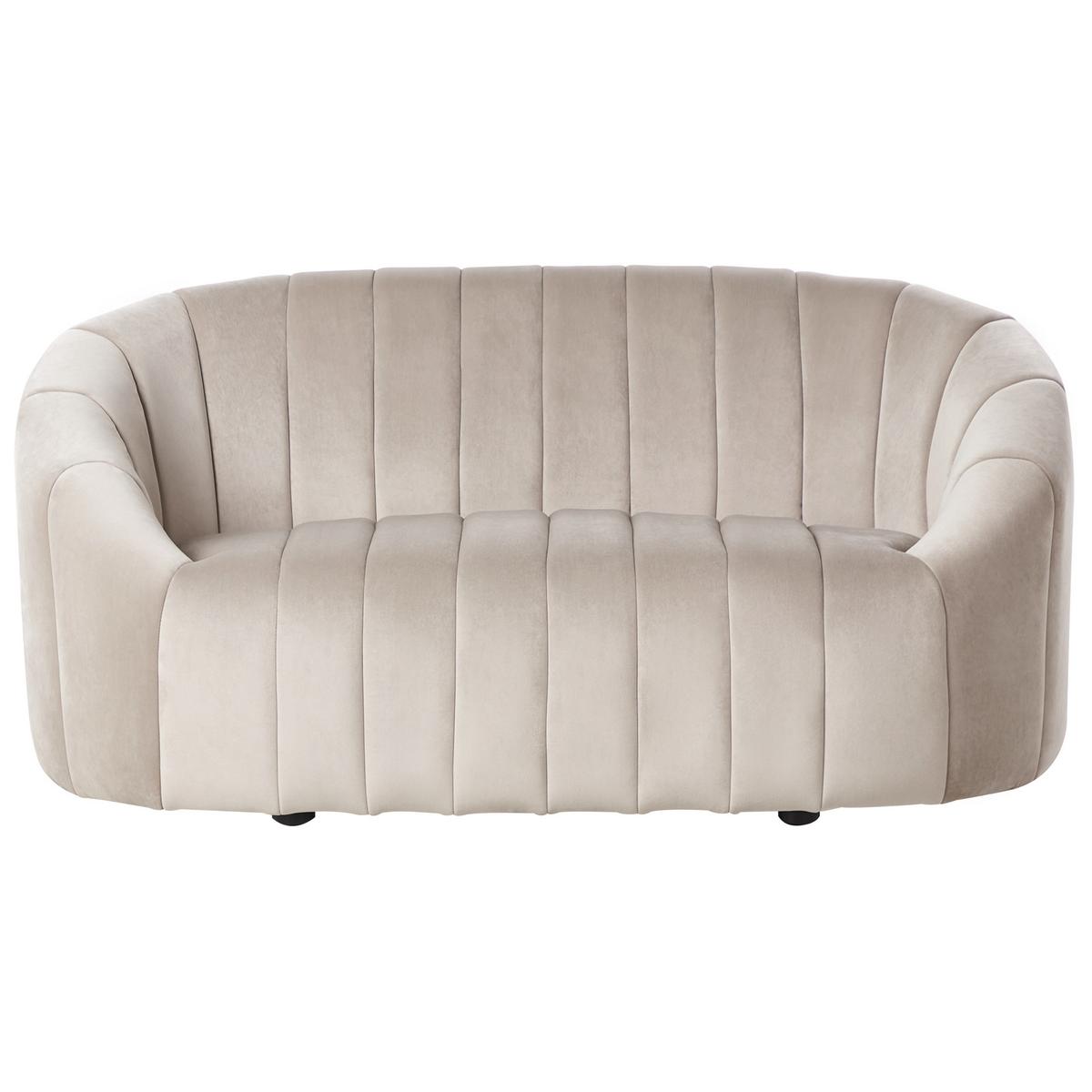 SOFA-SET 6-Sitzer Samtstoff Beige Malung - Beige, Textil (202/68/79cm) - Beliani